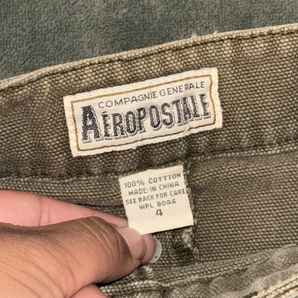 Vintage Y2K Aeropostale Utility Mini Skirt Women's 4 Olive Green Button Front - Picture 3 of 5